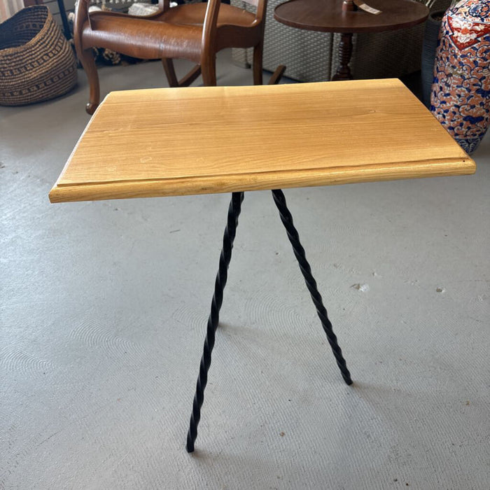 Indoor/Outdoor White Oak Side Table w Metal Base