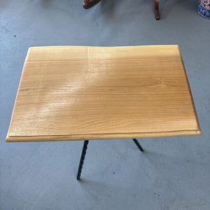 Indoor/Outdoor White Oak Side Table w Metal Base