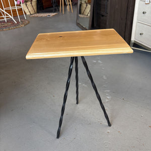 Indoor/Outdoor White Oak Side Table w Metal Base