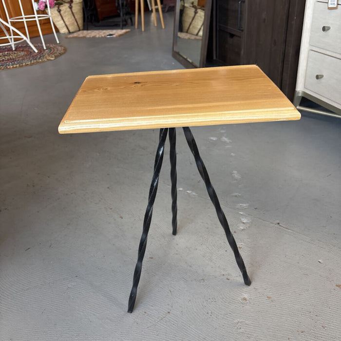 Indoor/Outdoor White Oak Side Table w Metal Base