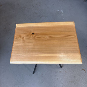 Indoor/Outdoor White Oak Side Table w Metal Base