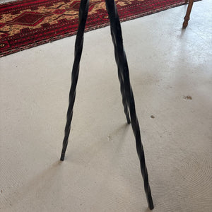 Indoor/Outdoor Walnut Side Table w Metal Base