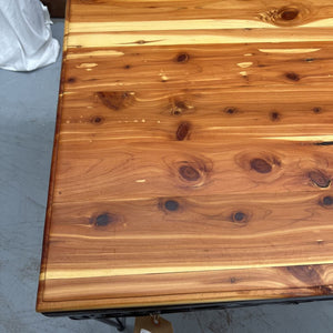 Indoor/Outdoor Red Cedar Dining Table w Metal Base