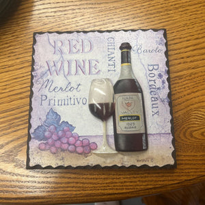 Red Wine Hanging Plaque
