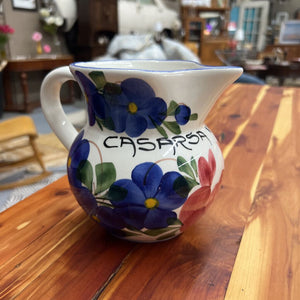 White Casarsa Wines Pitcher w Floral Design