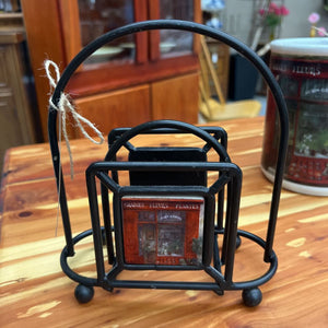 Black Metal Napkin Holder w French Theme
