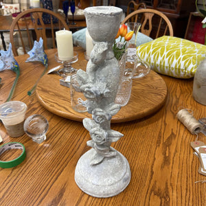 Tall Ornate Cement Look Candle Holder