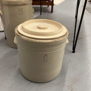 Cream Colour Stoneware Crock w Lid