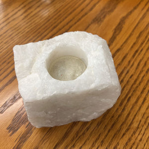 Natural White Stone Votive Candle Holder