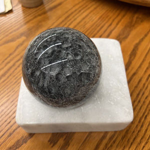 Polished Sphere Sitting On A Marble Base- Mystic Merlinite