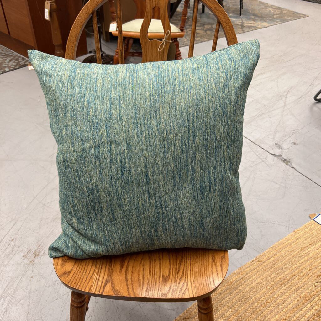 Turquoise Throw Pillow w Textured Fabric