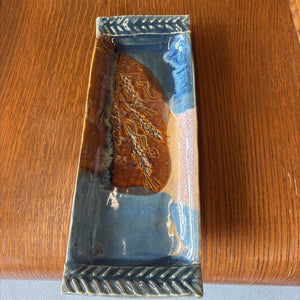 Handcrafted Ceramic Tray Brown & Blue