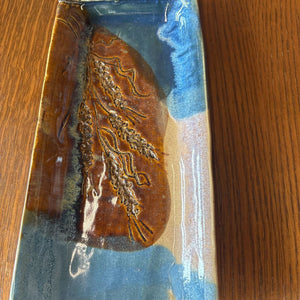 Handcrafted Ceramic Tray Brown & Blue