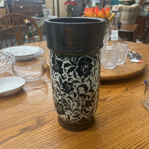 Handcrafted Grey-Black Floral Vase