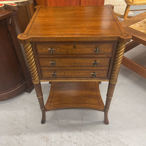 Antique Side Table w 3 Drawers & Rounded Edge