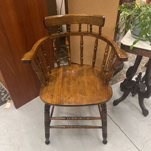 Dark Stained Round Backed Spindle Chair