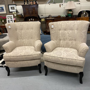 Grey/Taupe Baroque Fabric Arm Chair w Black Legs