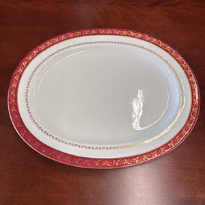 Antique Cauldon, Eng. - Red & Gold Encrusted Oval Platter