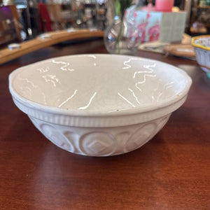 Small Vintage Cream Mixing Bowl w Diamonds (some blemishes)