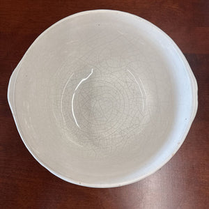 Small Vintage Cream Mixing Bowl w Diamonds (some blemishes)
