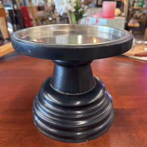 Matte Black Wood Pillar Pedestal Candle Holder