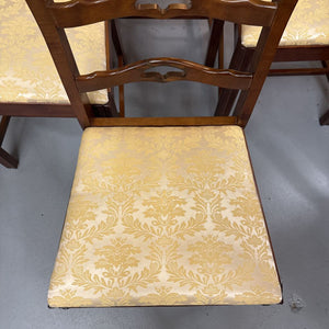 Set of 4 - Antique Mahogany Chairs w Cream Satin Seat