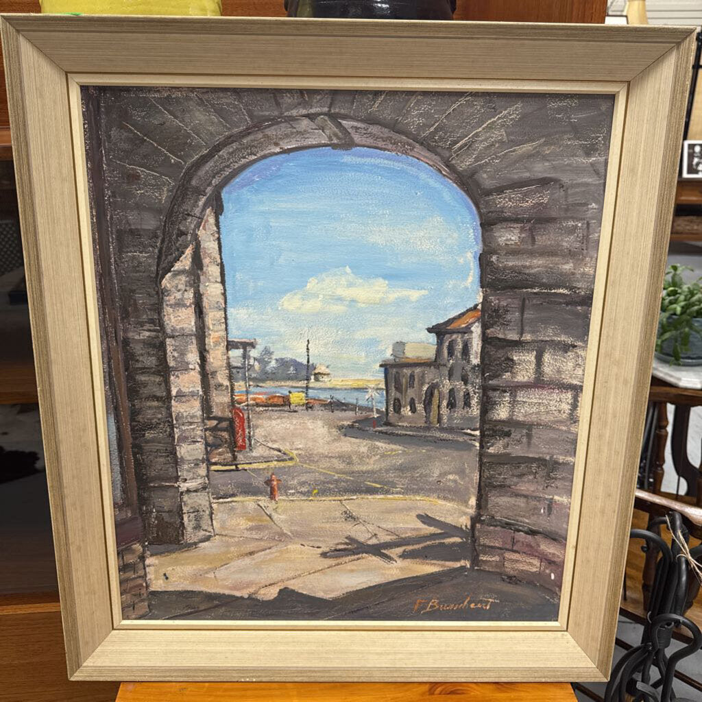 'Bottom of Princess St., Kingston' Original Oil by Florent Busschaert (1960))