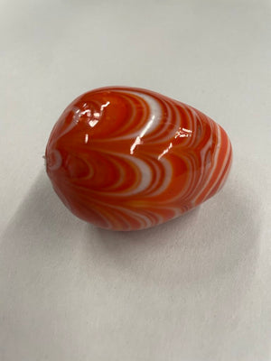 Orange and White Swirl Artisanal Murano Glass Eggs - Set of 2