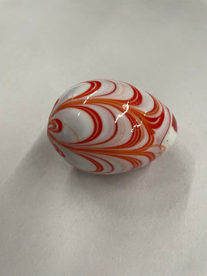 Orange and White Swirl Artisanal Murano Glass Eggs - Set of 2