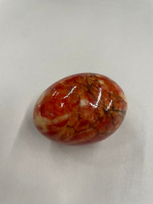 Alabaster Marble Decorative Artisanal Eggs - Set of 3 - Red, Amber, and Brown