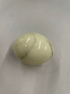 Alabaster Marble Decorative Artisanal Eggs - Set of 3 - Cream and White