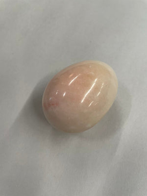 Alabaster Marble Decorative Artisanal Eggs - Set of 3 - Cream, Blush, and Pink w Black Inclusions