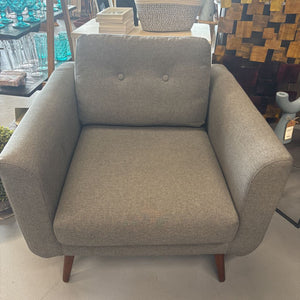 Grey Flannel Look Fabric MCM Styled Armchair