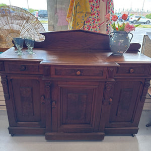 Antique Mahogany Victorian Sideboard w Coronet Back