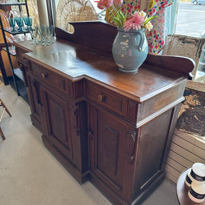 Antique Mahogany Victorian Sideboard w Coronet Back