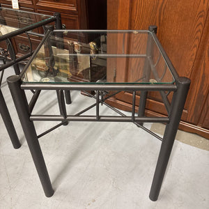 Black Metal Side Table w Glass Top