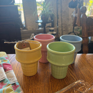 Set Of 4- Vintage Ice Cream Cone- Shaped Dessert Cups