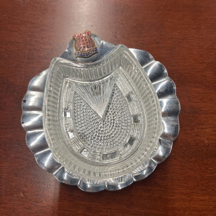 Vintage Southend Enamel Chrome Ashtray w Glass Insert