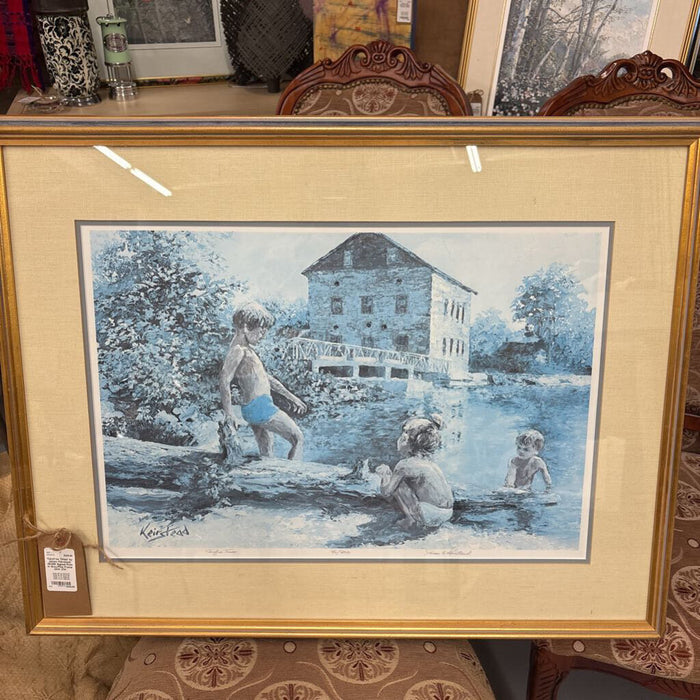 'Carefree Times' by James Kierstead 46/200 Signed Print in Grey/Pine Frame
