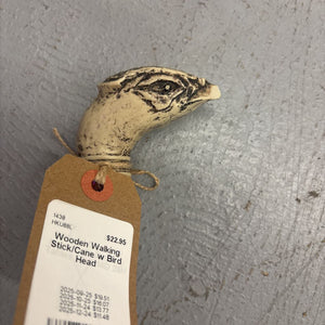 Wooden Walking Stick/Cane w Bird Head