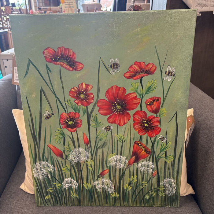 Local Artist - Original Acrylic - Helen Sawyer - "Poppies"