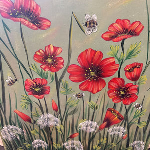 Local Artist - Original Acrylic - Helen Sawyer - "Poppies"