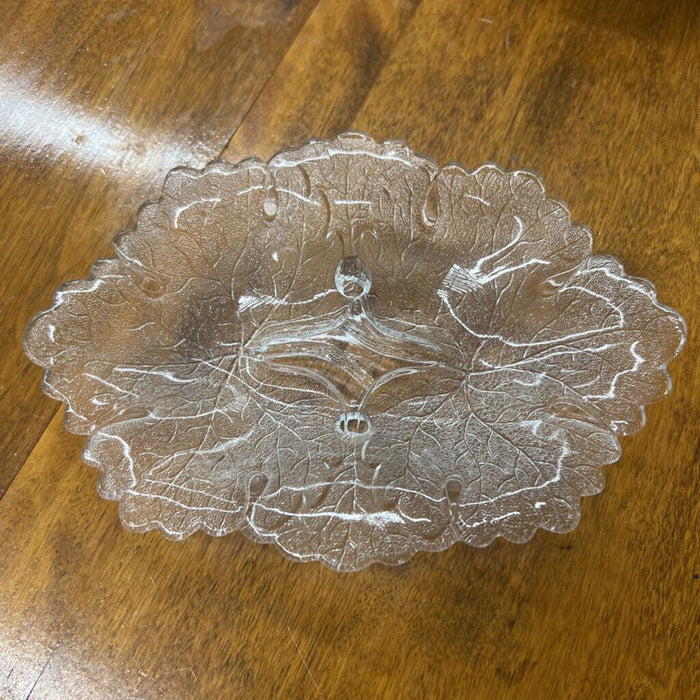 Vintage Frosted Glass Cabbage Leaf Candy Dish