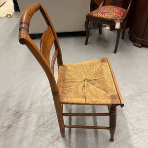 Set of 4 Antique Pine Chairs w Rush Seats