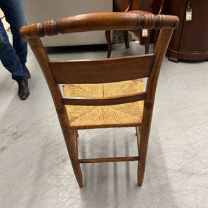 Set of 4 Antique Pine Chairs w Rush Seats