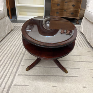 Mahogany Oval Coffee Table w Glass Top
