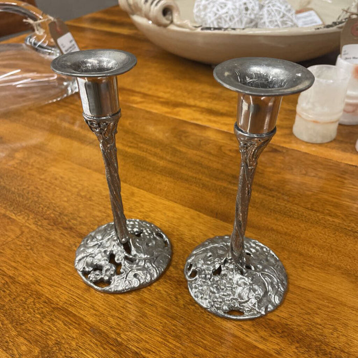 Arthur Court Pewter Candlestick Holders - Grapevine Motif (Set of 2)