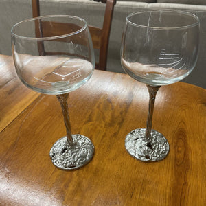 Arthur Court Aluminum Wine Glasses- Grapevine Motif (Set of 2)
