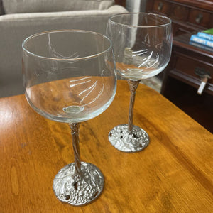 Arthur Court Aluminum Wine Glasses- Grapevine Motif (Set of 2)