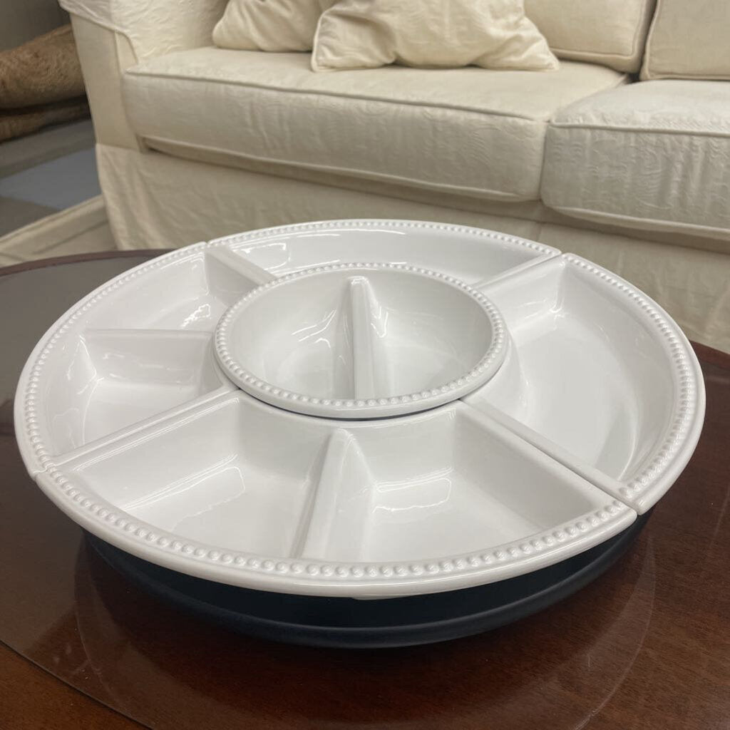 Acacia Ceramic Lazy Susan Serving Set - 5 Pieces